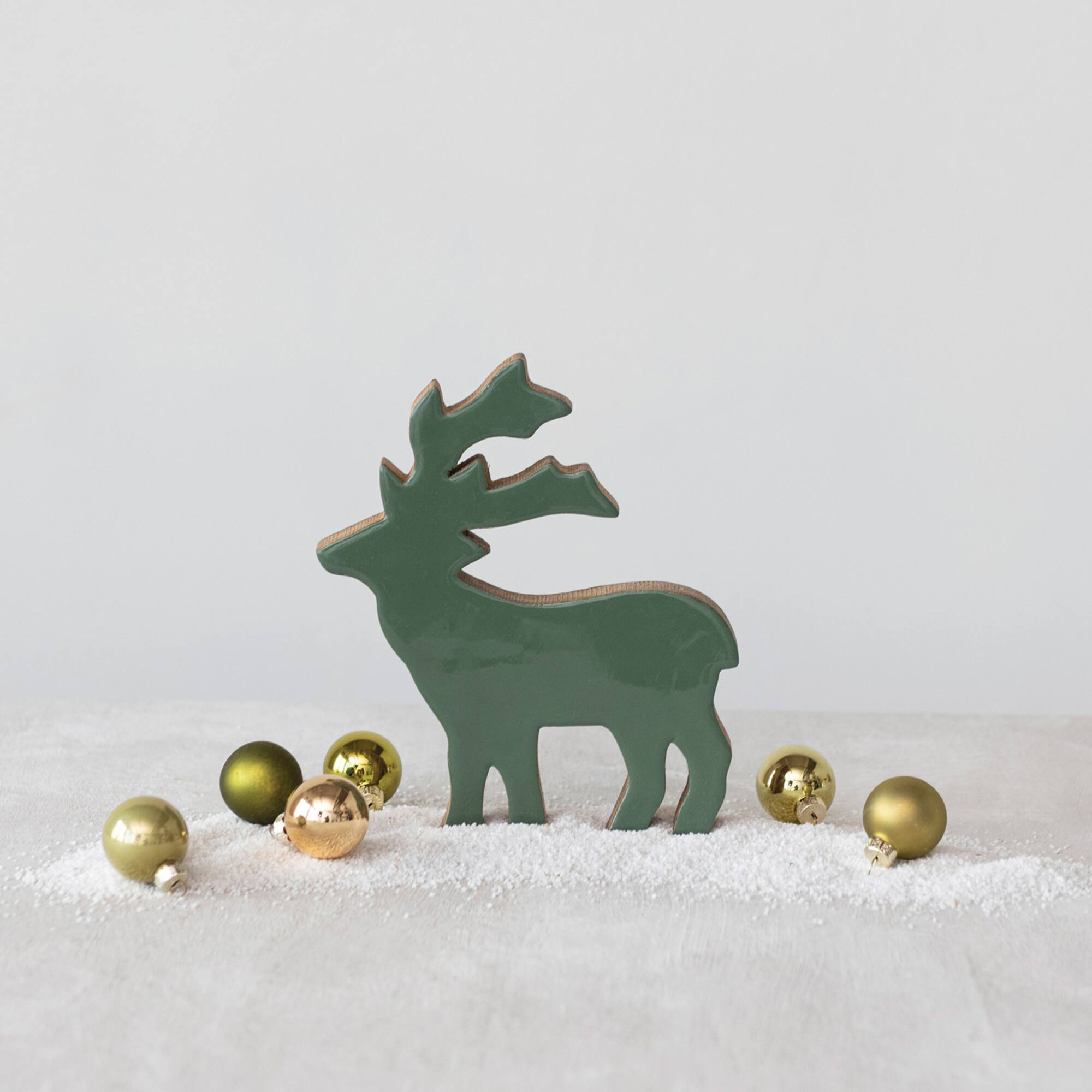 Hello Honey® 8.25" Green Enameled Mango Wood Deer